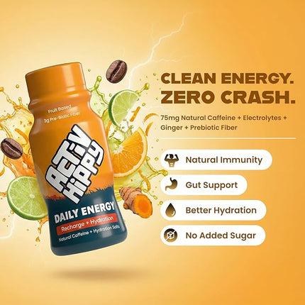 ActivHippy Daily Energy Drink Shots | With 75 mg Natural Caffeine | No Added Sugar | Ginger Lemon Flavour|