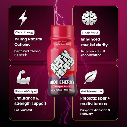 ActivHippy High Energy Drink Shots | With 150 mg Natural Caffeine | No Added Sugar | Cola Twist Flavour|