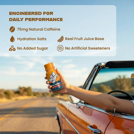 ActivHippy Daily Energy Drink Shots | With 75 mg Natural Caffeine | No Added Sugar | Ginger Lemon Flavour|