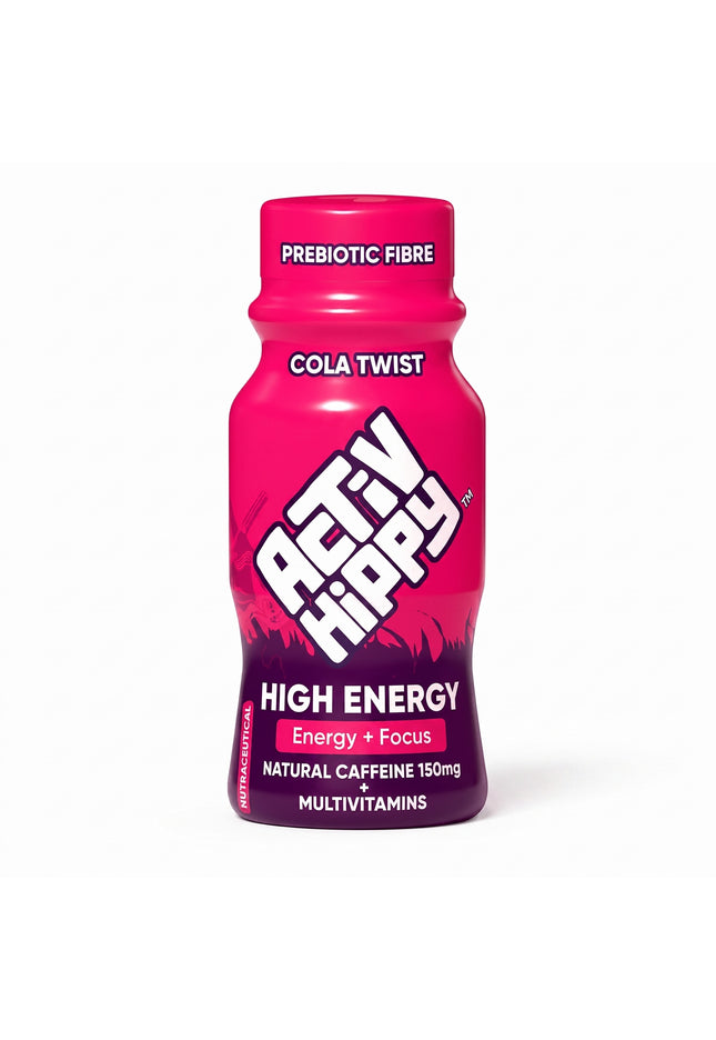 ActivHippy High Energy Drink Shots | With 150 mg Natural Caffeine | No Added Sugar | Cola Twist Flavour|
