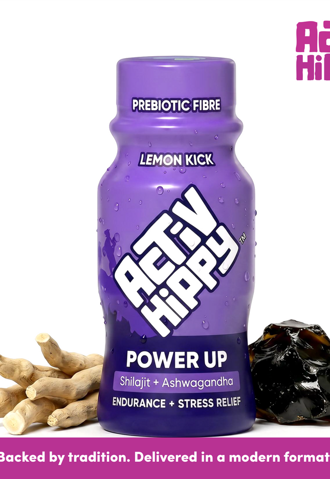 ActivHippy PowerUp Himalayan Shilajit & Ashwagandha Shots | For Energy, Stamina, Muscle Endurance & Stress Relief | Ready to Drink shots |